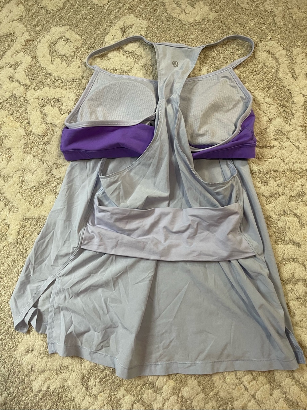 lululemon athletica Purple & Light Gray Built-In Bra Tank Top